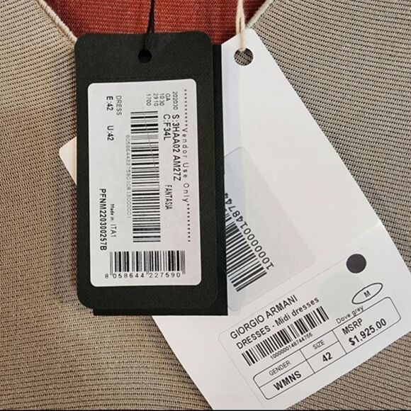 NWT Giorgi Armani Taupe Midi Dressin TAUPE/CREAM STUNNING - Picture 3 of 8